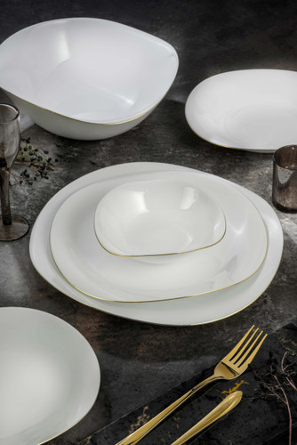 سرویس غذاخوری ۲۶ پارچ گلدن اپال مدل ولاره طرح لب طلا