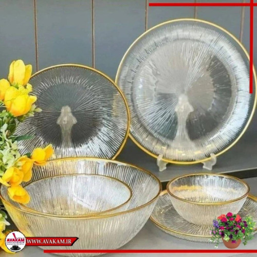 سرویس غذاخوری ۳۳ پارچه مدل سولو لب طلایی