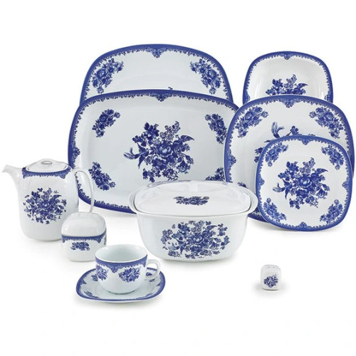 سرویس غذاخوری ۹۸ پارچه چینی زرین مدل فلورانس مربع