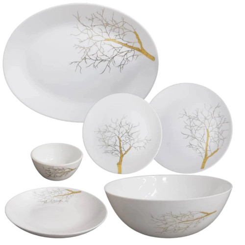 سرویس ارکوپال ۲۶ پارچه مدل درخت طلایی گرد