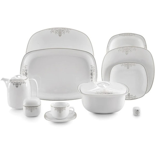 سرویس غذا خوری چینی زرین مدل مونت کارلو پلاتینی ۹۸ پارچ